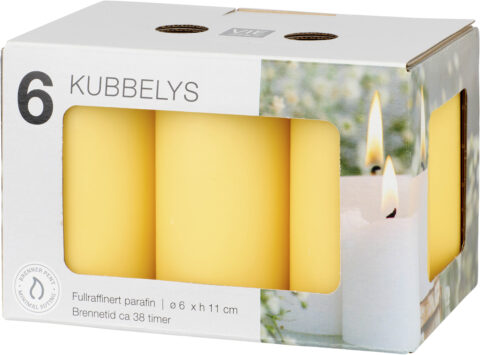 Kubbelys 6-pk 5,7×11 cm gul